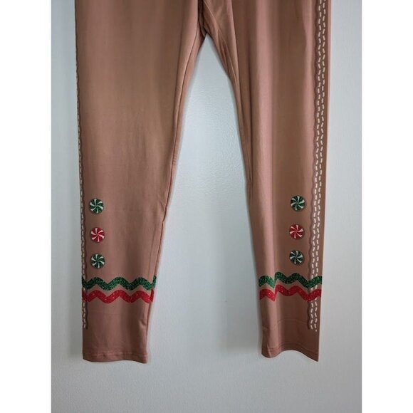 Christmas Gingerbread Leggings Size XL Holiday Ugly Christmas Sweater Pajamas - Picture 2 of 7